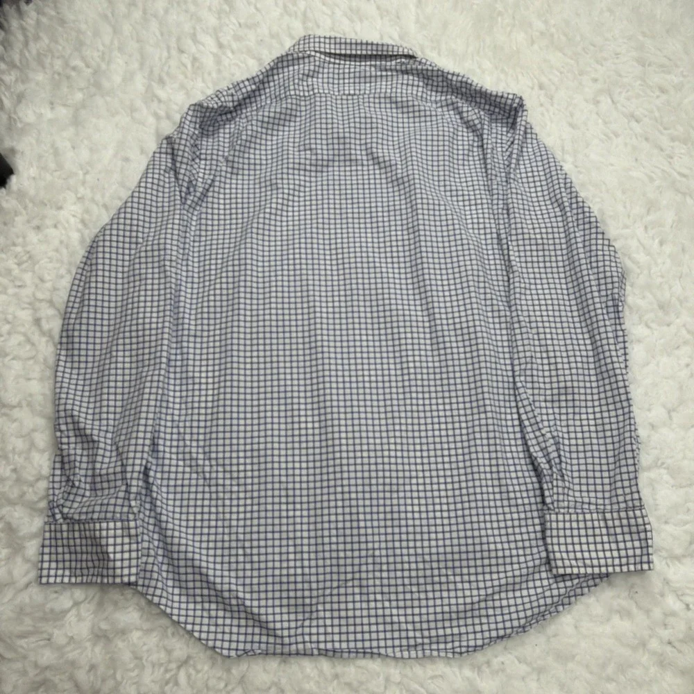 POLO RALPH LAUREN Long Sleeve Button Shirt Men XL Blue‎ White Checked Windowpane